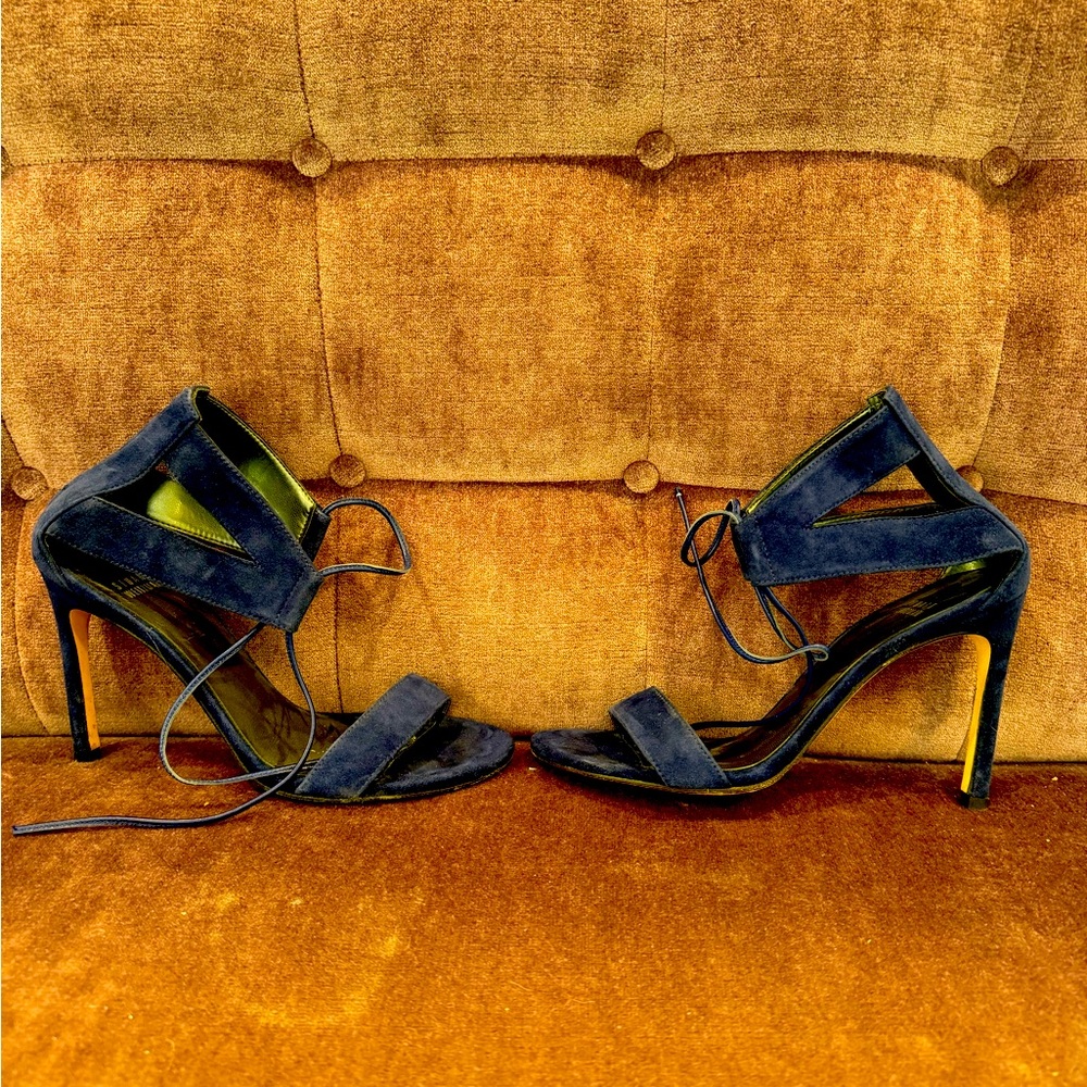 Stuart Weitzman blue suede heels…stunning and worn only twice!